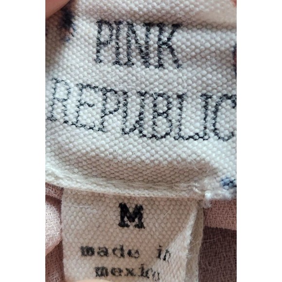 Pink Republic Womens T Shirt Zip Up Blouse Top Boho Pullover Medium Short Sleeve - Picture 2 of 5